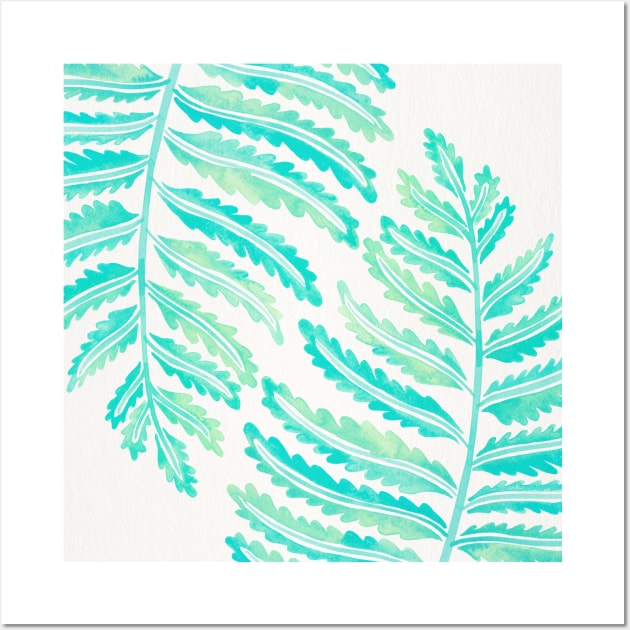 fern leaf turquoise Wall Art by CatCoq